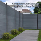 6x6Ft Outdoor Privacy Fence, Wind Resistant, Wood Plastic Composite Fence Panel with 2 Posts, Yard and Garden Fencing