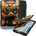 Clipboard with Storage Box & Pen Holder,Heavy Duty Clip Boards 8.5x11 for Nursing,High Capacity,School & Office Supplies,Steampunk Cat