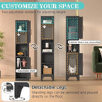 Tall Bathroom Storage Cabinet,Metal Slim Narrow Bathroom Organizer with Open Shelves and Adjustable Shelving,Ideal for Small Spaces,Living Rooms, Entryways, Kitchens - Assembly Required (Black)
