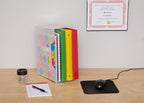 IRIS USA Medium Portable Desktop File Box with Open Top, Side Handles, Hanging File Folders, Tabs & Inserts, Letter Size, For Magazines Newspapers Mail Books Notebooks Binder Homework, Clear