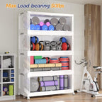 480QT Plastic Stackable Storage Bins with Lid, 120GAL Extra Large Collapsible Box with Wheels Clear Door, Foldable Closet Organizer Container Cabinet Drawer for Home Kitchen，3Pack, White