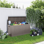 90 Gallon Resin Deck Box, Lockable Patio Outdoor Storage Box for Furniture, Garden Tools and Tools Storage, Waterproof Outside Storage Boxes - Grey