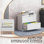 2 Drawer Lateral File Cabinet with Lock, File Cabinet, Metal Lateral Filing Cabinets for Home Office, File Storage Cabinet for Legal/Letter/A4 Documents, Assembly Required (White, 35'W)