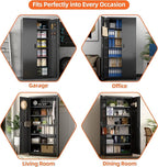 Metal Storage Cabinet with 5 Adjustable Shelves and Pegboard, 71" H×32" W×16" D Garage Storage Cabinet with Lockable Doors for Garage,Office,Home,Gym,School, Lockable File Cabinet, Black