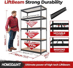 HOMEDANT 39.8" W 5 Tier Heavy Duty Garage Shelving Adjustable Metal Rack Storage Shelves Standing Shelf Unit Organizers Pantry Closet Black 1Pack