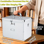 File Storage Cabinet File Organizer Document Organizer File Box in Office and Home with Combination Lock with 20 Letter Size Hanging Files (Stripe Silver)