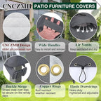 Heavy Duty Patio Furniture Covers Waterproof, 600D Outdoor Furniture Cover Waterproof for Sectional Sofa Couch, Outdoor Dining Table and Chair Set Covers 46''L x 25''W x 40''H, Grey