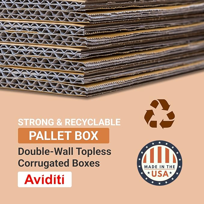 AVIDITI Shipping Gaylord Bottom Large, 48"L x 40"W x 36"H 5-Pack | Gaylord Bottom for Packing, Moving and Storage 48x40x36 484036