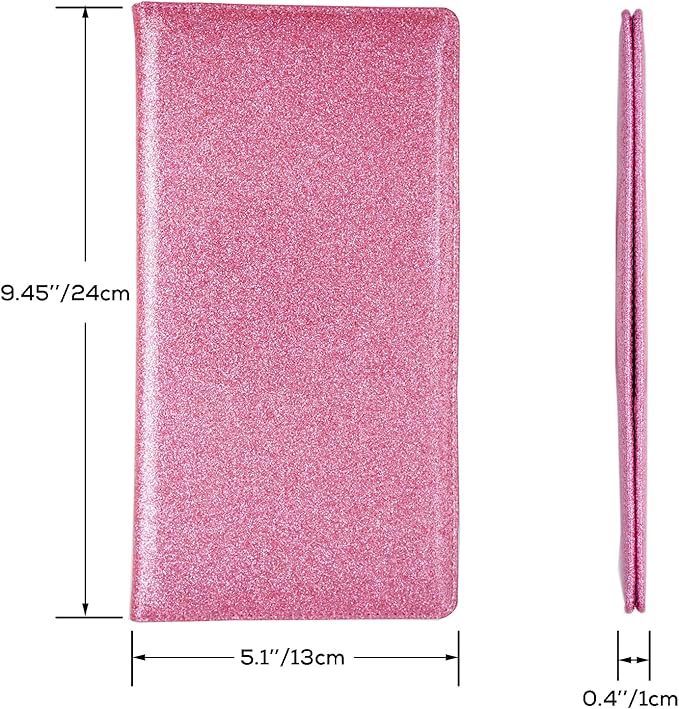 Car Registration and Insurance Holder, Leather Magnetic Shut Vehicle Glove Box Organizer for Document, Card, Driver License, Glitter Pink