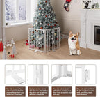 2 Panels Full Metal Freestanding Dog Gates, 40” W x 24” H Folding Pet Gate Fence with Support Feet for Indoor,Stairs, Hallways and Doorways(White)