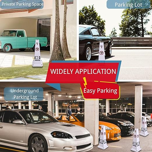 BESEA White No Parking Cone White Caution 4 Sided No Parking Cone Reserved Parking(8pack)