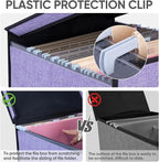 BALEINE File Organizer Box with Lid, Collapsible File Folder Organizer with Plastic Slide, Hanging File Folder Box for Office Document Storage (Tab Friendly, 1 Pack, Purple)