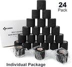 [24Pack 2" x5 Yards] Carbou-Self Adhesive Bandages Sports Wrap, Athletic Elastic Cohesive Bandage for Sports, Injuries, Treatments, and Recovery, First Aid Tape Vet Wrap for Cat, Dog Black