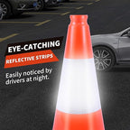 18" Traffic Safety Cones Orange Road Cones, Construction Cone with Rubber Base & Reflective Collars, Restorable Parking Cones, Heavy Duty Road Cones for Traffic Control & Road Safty(8 Pack）