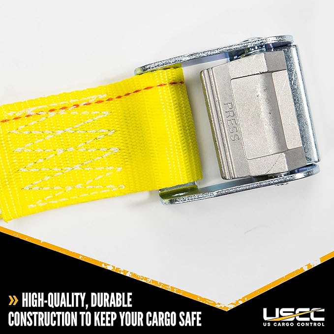 US Cargo Control E-Track Cam Buckle Straps (10-Pack), 2 Inch x 12 Foot E Track Straps with Cam Buckle and Spring E-Fittings, 2,500 LBS Break Strength, Easy-to-Use Tiedowns in Vans and Trailers