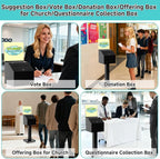 Suggestion Box with Stand, Heavy Duty Metal Floor Standing Offering Box with Lock and Key, Ballot Box with Sign Holder for Voting, Charity, Church and Event Fundraising