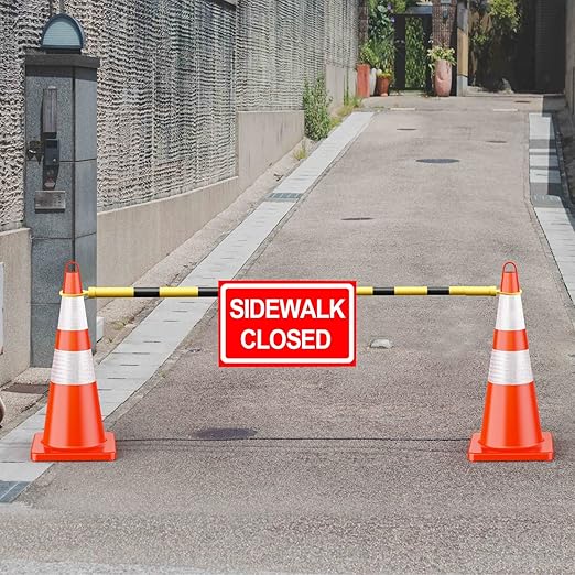 RoadHero 20 Pack 4 FT to 6.9 FT Retractable Cone Bar, Expandable Traffic Cone Bars for Parking Lots, Extendable Barricade for Road Construction, Black and Yellow, Cone Not Included