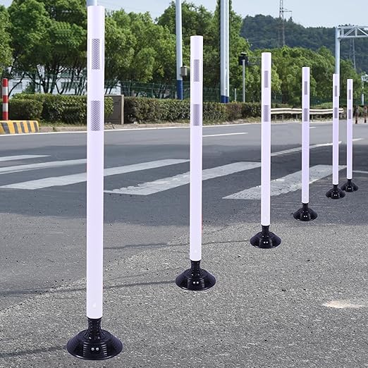 OrangeStar 8 Pack Delineator Post 48" White Traffic Delineator Cones with Fixable Base for Road Safety, Parking Lots
