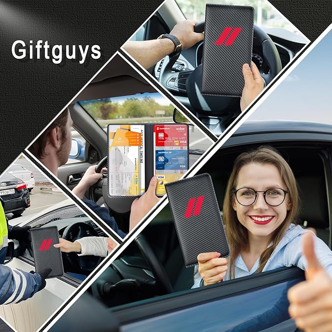 Car Insurance and Registration Card Holder | for BMW Ford Tesla Cadillac All Cars | Store Cards, ID License & Essential Documents | Premium Leather with Magnetic Closure