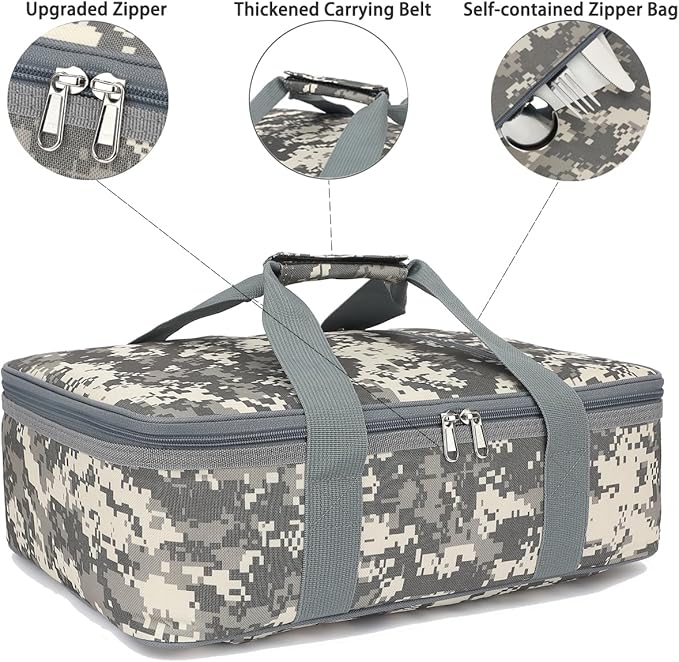 Insulated Casserole Carrier Bag - Large Portable Hot and Cold Food Storage Tote with Handles Thermal Bag for Parties, Picnics, Camping, Travel,Fits 9"x13" Baking Dish,Camo