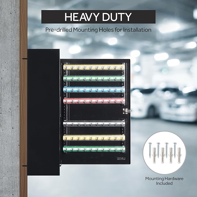 Durabox 200 Position Steel Key Cabinet - Organize and Secure Key Storage Lock Box with Numbered Hooks and Tags for Valets, Hotel, Office, Car Dealerships and More (K200) (Black)