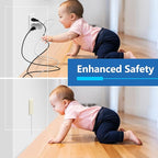 LIDER Flat-Face Outlet Extender with 3 Receptacles, Ultra-Thin Wall Plate Plug with Cord Extender and 3-Outlet Power Strip, 3ft Cord, LWE3-315-LA, ETL-Listed, Light Almond