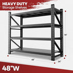 48" Wide Storage Shelves, 2000LBS Garage Shelving Heavy Duty, Standing Shelf Units, 4 Tier Metal Adjustable Storage Shelving Rack for Shop Warehouse Basement, 48'' W x 24''D x 70'' H