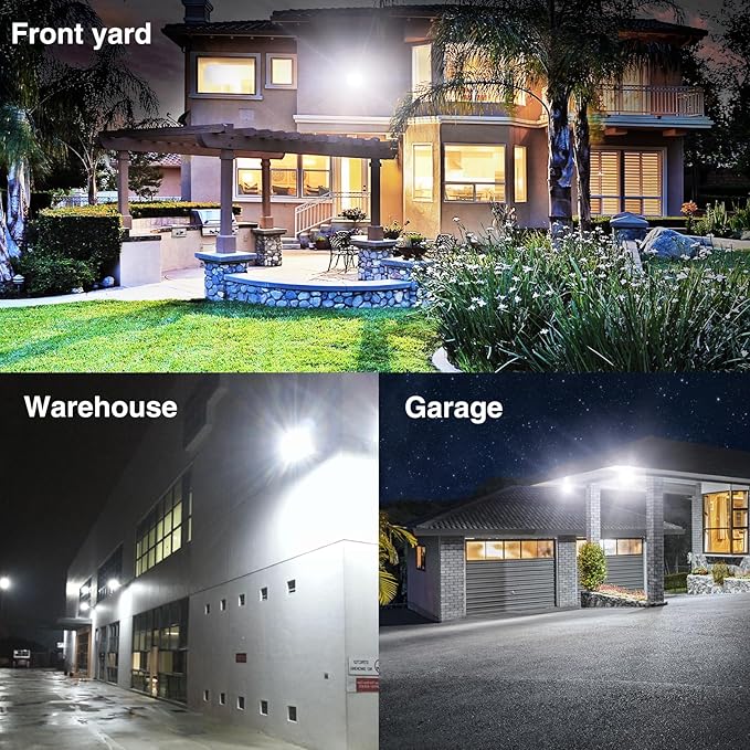 Onforu 40W Flood Lights Outdoor,4000lm Bright LED Plug in Work Light,6500K Daylight White LED Flood Lighting,IP66 Waterproof Security Yard Lights for Courtyard Garden 2Pack