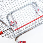 Laundry Cart Chrome Coated with Double Pole Rack, 2.5-Bu (Red or Blue Trim) (Red)
