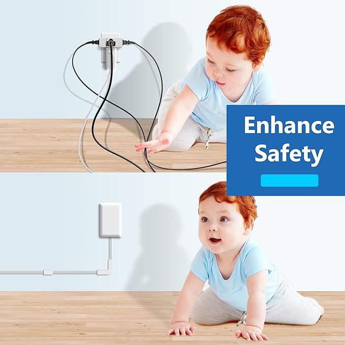 LIDER Surge Protected Outlet Extender, 4-Outlet Power Strip, 21W USB Type-A, and 2 USB Type-C Port, Ultra-Thin Wall Plate Plug with Cord Extender, Flat-Face, 5ft Cord, 1500 Joules, ETL-Listed, White