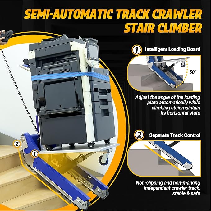Heavy Duty Powered Track Stair Climbing Hand Truck, 683 LBS Load Crawler Stair Climber Dolly with Joystick Control & Separate Track Control(XSTO CT310)