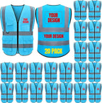 BeautyWill 10/20 Pack Custom Logo Safety Vest,Bulk High Visibility Class 2 Reflective Work Vests