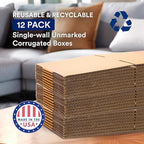 BOX USA Moving Boxes Large 20"L x 20"W x 15"H 12-Pack - Corrugated Cardboard Box for Shipping, Mailing, Packing, Packaging and Storage
