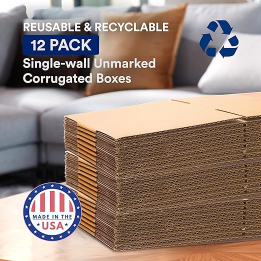 BOX USA Moving Boxes Large 20"L x 20"W x 15"H 12-Pack - Corrugated Cardboard Box for Shipping, Mailing, Packing, Packaging and Storage