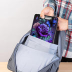 Plastic Storage Clipboard with Low Profile Clip, Heavy Duty Foldable, Coaches Clipboard Case for Work, Teacher, Office, School Supplies, Blue Pink Roses Butterfly