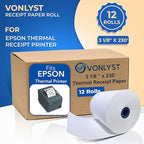 3 1/8 x 230 Thermal Paper Receipt Roll for Epson Printer (Pack 12 rolls)