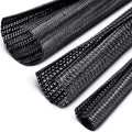 Boao 3 Pieces Cord Protector Wire Loom Black Tubing Cable Sleeve Split Sleeving for USB Charger Cord Cover Audio Video Cable, Each Size 10 ft 3/4 Inch, 1/2 Inch, 1/4 Inch