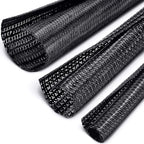 Boao 3 Pieces Cord Protector Wire Loom Black Tubing Cable Sleeve Split Sleeving for USB Charger Cord Cover Audio Video Cable, Each Size 10 ft 3/4 Inch, 1/2 Inch, 1/4 Inch