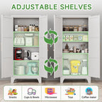 White Metal Kitchen Pantry Cabinet with Doors & Adjustable Shelves - Assembly Required