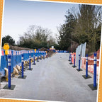 Kanayu 49 Inch Traffic Delineator Posts with 8.8 Lbs Rubber Base PE Delineator Post Portable Parking Pole Traffic Cone Barrier with Removable Base, Reflective Band(4 Packs,Blue)