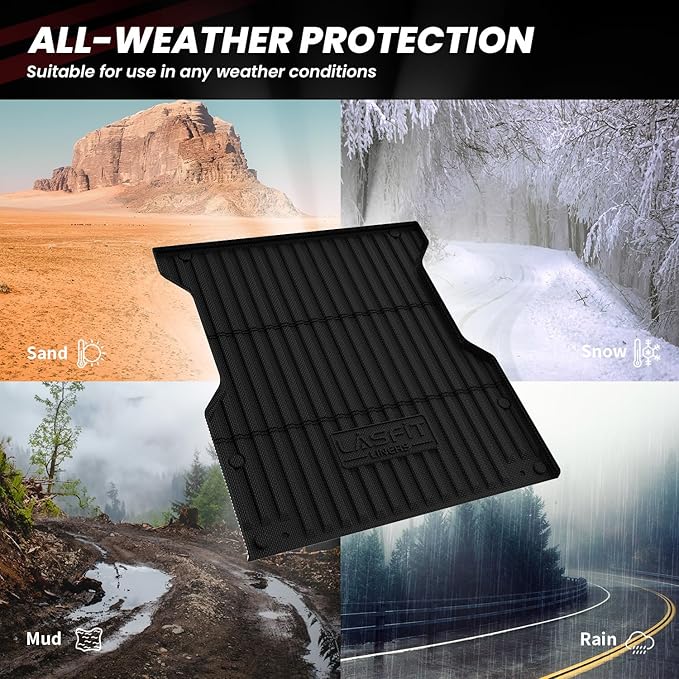 LASFIT Bed Mat for Toyota 2024-2026 Tacoma (6ft,6'Bed) Truck Bed, All Weather 6ft Car Bed Liner for Toyota Tacoma 2025 2026 2026 Accessories, TPE Trunk Mat&Cargo Liner (Not Fit Drop-in Liners)