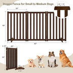 30" Height Tall Freestanding Pet Gate, Solid Wood Folding Safety Fence Wooden Dog Gate with 2 PCs Support Feet Ideal for Stairs, Doorways, Halls, Kitchens, Heavy Duty Gates, 3 Panels, Walnut