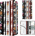 Premium Car Registration and Insurance Card Holder, Cute PU Leather Car Document Holder, Vehicle Glove Box Car Organizer with Magnetic Closure for Driver License, Cards Stripe Floral