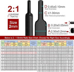 Chanzon 2:1 Ratio - 80Ft Roll - 5/64" (2mm) Heat Shrink Tubing 2:1(25M Total Length) Black Polyolefin Sleeving Wrap Shrinking 2 to 1 1pcs