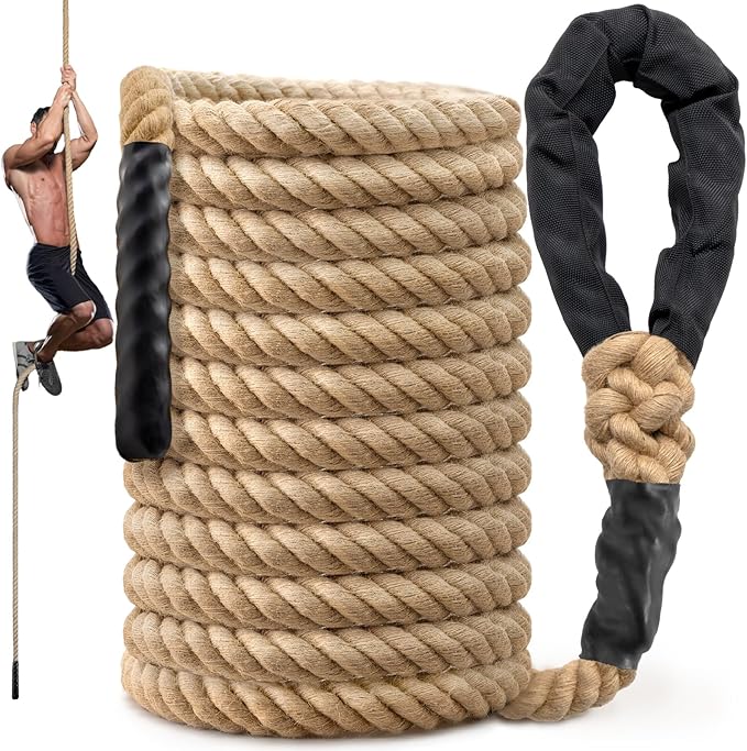 Climbing Rope Gym Workout - 10FT 15FT 20FT 25FT 30FT 35FT Heavy Duty Jute Thick Ropes for Adults Strength Training Outdoor Tree Swing Indoor Home Fitness Exercise - 1.5 Inch