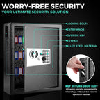 Flexzion Key Box Wall Mount With Code, Key Cabinet, Key Deposit Slot, 40 Key Holder Organizer Locker Case, Colored Key Tags Wall Mounted Lock Box For Keys Storage (Black)