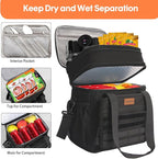 Tactical Insulated Lunch Bag Lunch Box - Expandable Large Cooler Bag for Men - Versatile Lunchbox for Adults Work Shifts Outdoor Trips Black 16L