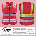 Reflective Safety Vest for Men Women, High Visibility Safety Vest with 8 Pockets Zipper Front, Meets ANSI Standards
