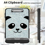 Clipboard with Storage High Capacity Plastic Nursing Clipboards with Pen Holder File Folder Storage Box Clipboard with Heavy Duty Clips for Teacher,Doctor,Offices-Funny Panda