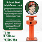Ellis Manufacturing Adjustable Mini Screw Jack Post – House Jack for Foundation, Floor Leveling, and Concrete Bracing – 15,000 lb Max Load Capacity – 5.5" Adjustment